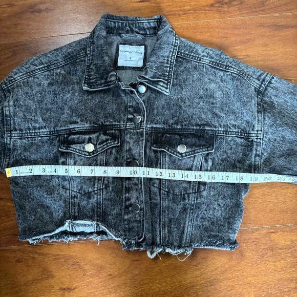 Highway Jeans Cropped Denim Jacket Raw Hem Edging Size S - Picture 9 of 12